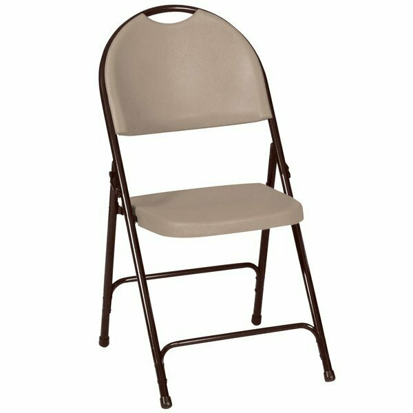 Correll 24 Tan with Brown Frame Plastic Molded Folding Chair 384RC350TNBR